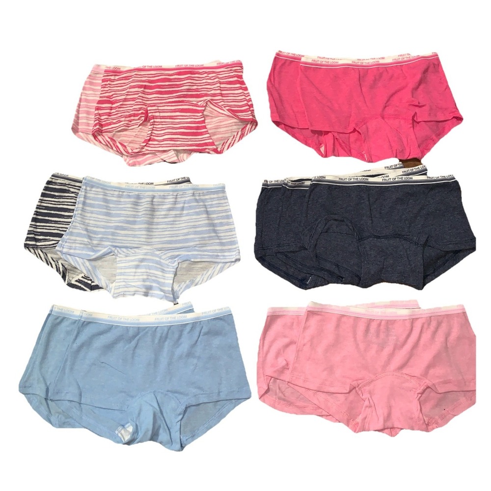 Fruit‎ of the Loom girls 13 pack Cotton Boyshort Underwear Size 8 Tagless NEW